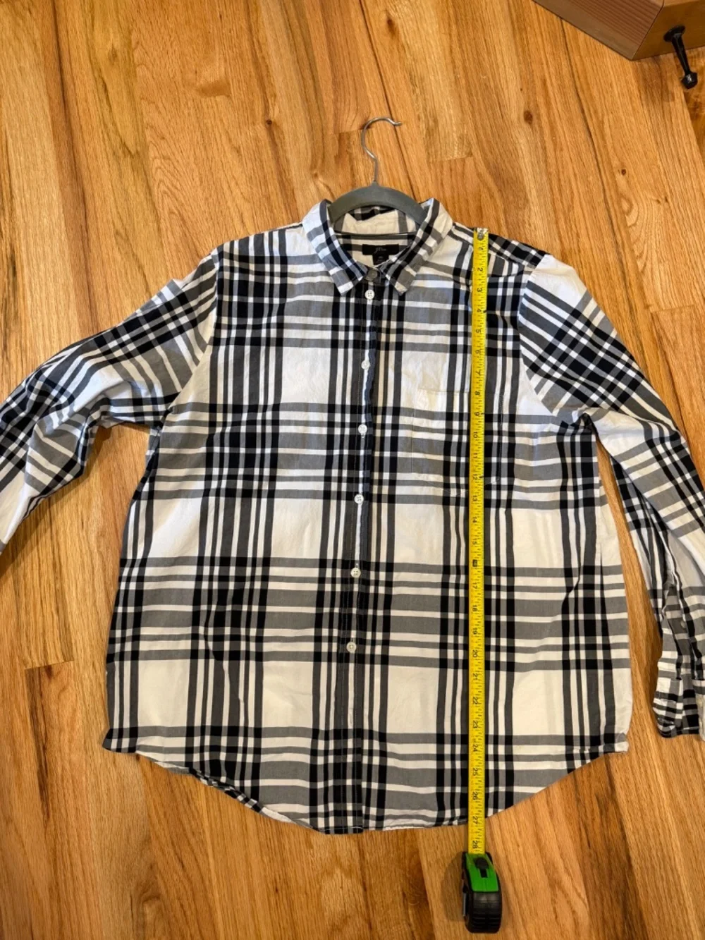 J. Crew Black White Plaid Relaxed Button Up Shirt Size XL